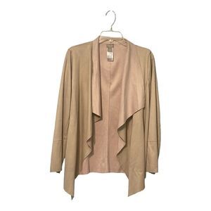 Chicos Faux Suede Double Face Open Duster Womens Size 0 US Size 4/6 Tan/PalePink